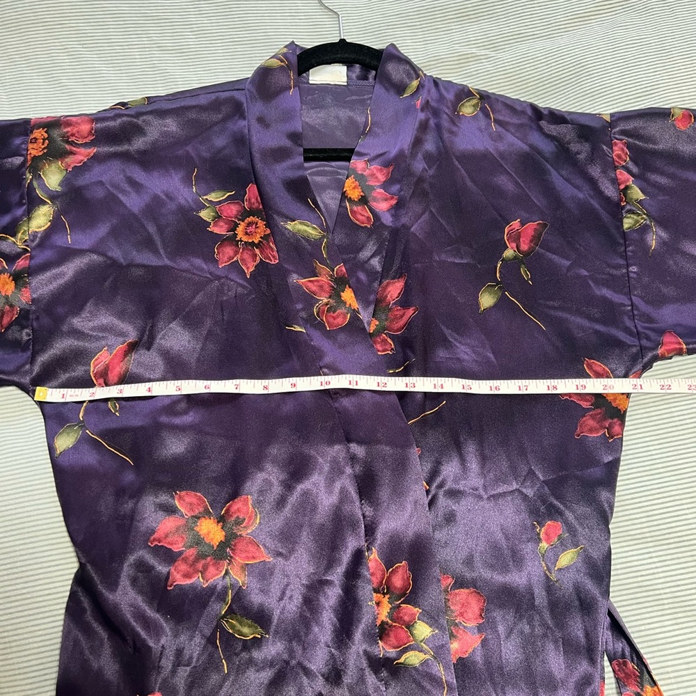 Delicates Satin Floral Robe - Deep Purple - Picture 6 of 6